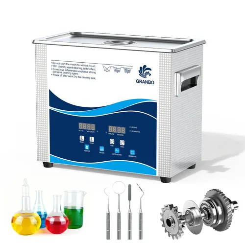 Vista 8 de Granbo Limpiador ultrasónico 800ML Limpiador ultrasónico de joyería 40 kHz con temporizador de perilla, limpiador sónico de acero inoxidable 304