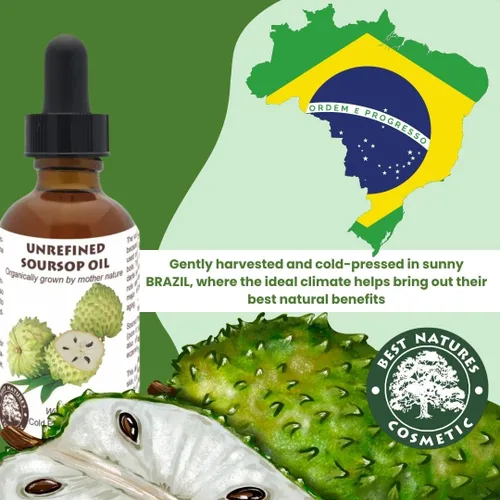 Vista 3 de Aceite de guanábana virgen (Anona Muricata, Graviola, Guanabana) – 100% puro, orgánico, prensado en frío, sin refinar – 1 oz – 1.0 fl oz – Aceite