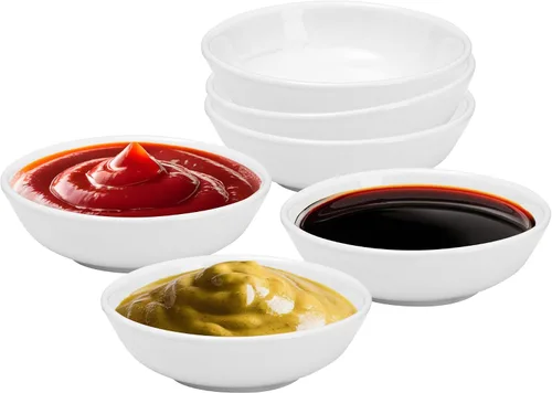 Vista 11 de Vikko Juego de 4 mini cuencos de cerámica para embutidos pequeños, plato redondo de salsa de soja de 1 onza
