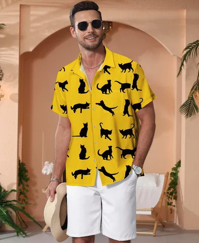 Vista 203 de KYKU - Camisa hawaiana funky para hombre, ropa tropical para vacaciones en Palm Beach