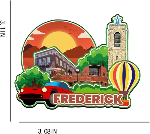 Vista 3 de Frederick Maryland USA - Imán de madera para nevera, monumentos 3D, recuerdos coleccionables, decoración hecha a mano -3221