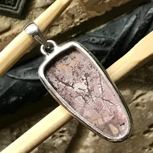 Vista 2 de Genuine Scenic Sonora Dendritic Rhyolite 925 Solid Sterling Silver Pendant 50mm