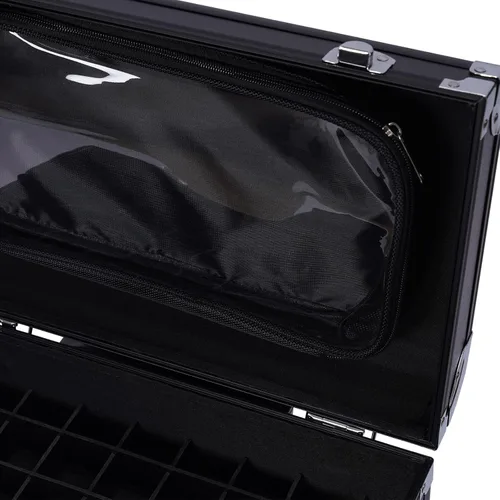 Vista 4 de Estuche de tren de maquillaje rodante, estuche para cosméticos, organizador de almacenamiento grande profesional, estuche de peluquería, divisores