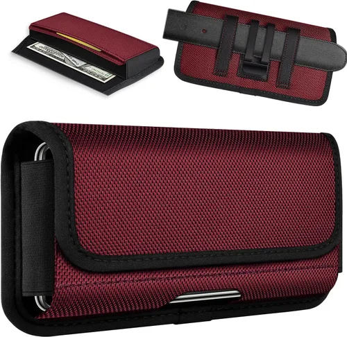 Vista 10 de ykooe Funda de nailon resistente compatible con iPhone 17, 16, 15, 14, 13, 12 y modelos Pro, Galaxy S25, S24, S23, S22, S21, soporte para cinturón