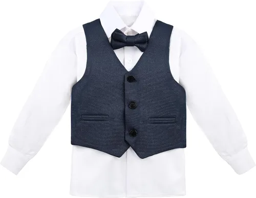 Vista 3 de Lilax Traje formal para niños de 4 piezas, chaleco, pantalones y corbata