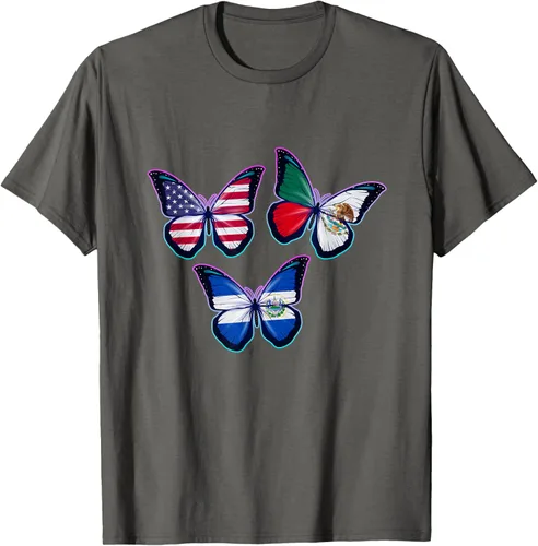 Vista 85 de Multiculti Heritage. Camiseta El Salvador México y Estados Unidos