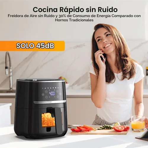 Vista 6 de Freidora de aire, freidora de aire digital de 5 cuartos con pantalla táctil, funciones 8 en 1 para freír, asar, deshidratar, hornear comidas