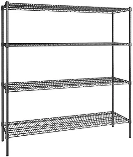 Vista 304 de Kit de 4 estantes de epoxi verde NSF de 21 x 72 pulgadas con postes de 86 pulgadas, estantería de almacenamiento resistente, kit de estantería