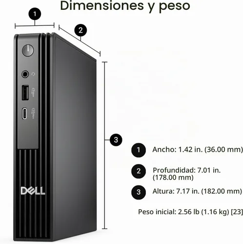 Vista 4 de Dell Pro Micro QCM1250 AI PC (Next Gen OptiPlex 7020 MFF), Intel 14-Core Ultra 5 235T (>Ultra 7 165U), mini escritorio empresarial, computadora IST