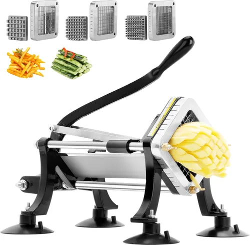 Vista 10 de Cortador de papas francesas BIEAMA, cortador de papas con cuchillas de acero inoxidable de 1/4", 3/8", 1/2", cortador de papas fritas para papas