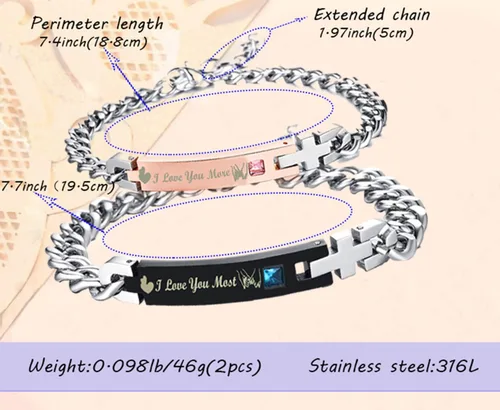 Vista 43 de Regalo para enamorado, para él y ella, pulseras grabadas personalizadas para parejas, para mujeres y hombres, juego a juego, regalo de aniversario