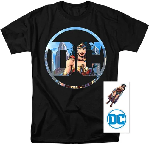 Vista 2 de Popfunk Camiseta y calcomanías con logotipo de Wonder Woman