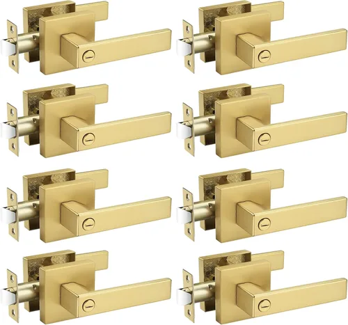 Vista 23 de Probrico - 1 manija inactiva dorada para puerta, moderna, para armario, resistente, para interior, sin giro, reversible para lado derecho e izquierdo
