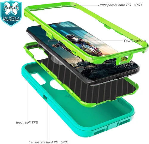 Vista 6 de YmhxcY Funda para iPhone X, iPhone Xs, a prueba de golpes, a prueba de caídas, a prueba de polvo, 3 capas, duradera, funda de teléfono de protección