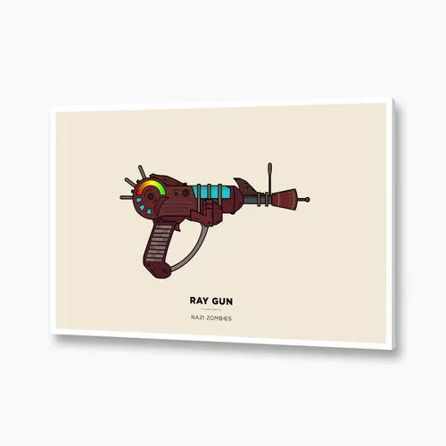 Vista 3 de Póster de ilustración Ray Gun, sin marco, papel fotográfico de alta calidad, decoración perfecta para jugadores (12 x 16 pulgadas)