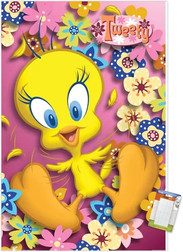 Vista 12 de Trends International Looney Tunes - Póster de pared de Tweety Bird de poder, 14.725 x 22.375 pulgadas, versión enmarcada de madera de granero