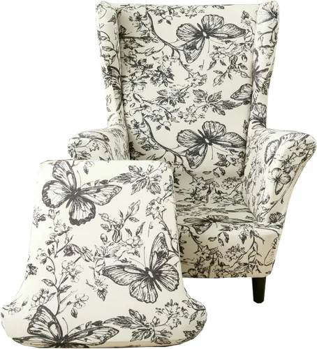 Vista 36 de CRFATOP 2 fundas elásticas para silla con respaldo de alas de mariposa, fundas de tela de elastano con respaldo de ala, fundas para sillón con parte