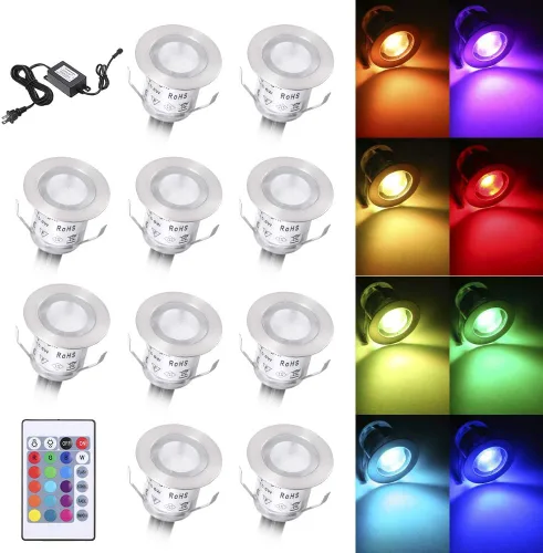 Vista 7 de Lixada Kit de luces LED empotrables para terraza, luz de paisaje al aire libre, IP67, impermeable, bajo voltaje, para patio al aire libre blanco