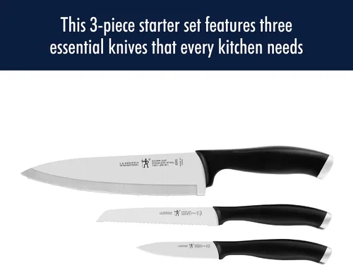 Vista 3 de HENCKELS Silvercap - Juego de cuchillos de cocina de 3 piezas, cuchillo de chef, cuchillo de pelar, cuchillo utilitario, diseño alemán informado por