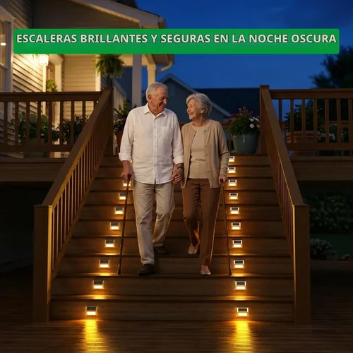 Vista 2 de JSOT - Luces solares de exteriores para terraza, impermeable, funciona con energía solar, luz led inalámbrica para pasarela, patio, escaleras Blanco