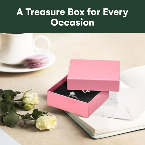 Vista 2 de Dawhud Direct Joyero pequeño, paquete de 6 cajas de regalo pequeñas de cartón con tapas y cojín negro, ideal para aretes, pulseras y collares, cajas