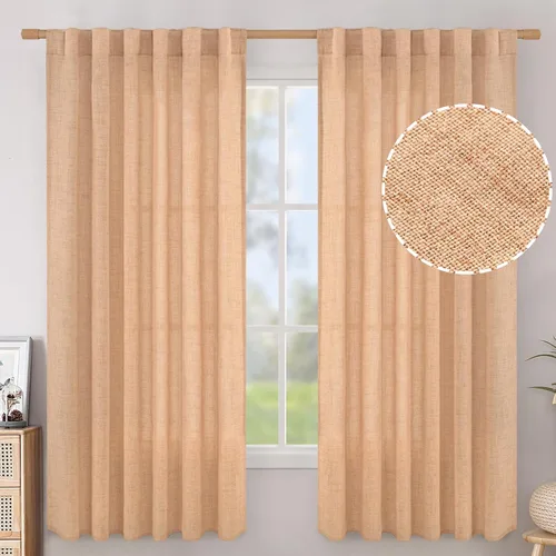 Vista 143 de BGment Cortinas cortas de lino marfil de 36 pulgadas de largo para ventanas de cocina, pequeñas cortinas texturizadas rústicas para café sobre