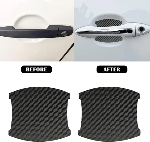 Vista 3 de kingsea 4 protectores de arañazos para manija de puerta de automóvil, textura magnética extraíble de fibra de carbono 3D, textura de fibra