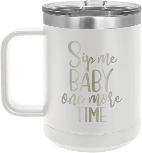 Vista 11 de Taza de café SIP ME BABY ONE More TIME 15 oz con tapa superior deslizante Taza de café de viaje aislado Ideas de regalo de cumpleaños o Navidad
