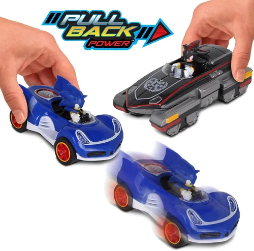 Vista 4 de NKOK Sonic Transformed All-Stars Racing Pull Back Action: Shadow y Sonic Hedgehog, dos vehículos, leyendas de videojuegos, no requiere