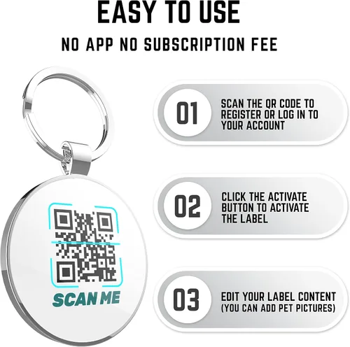 Vista 3 de Etiqueta de perro con código QR, etiquetas de identificación para mascotas, etiquetas de perro personalizadas para mascotas, etiquetas