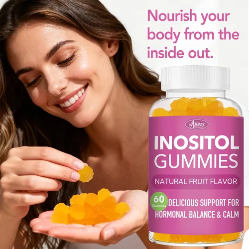 Vista 7 de Gomitas multivitamínicas de mio-inositol y D-chiro inositol, proporción 40:1, glicinato de magnesio 400 mg, omega-3 y folato, vitaminas PCOS