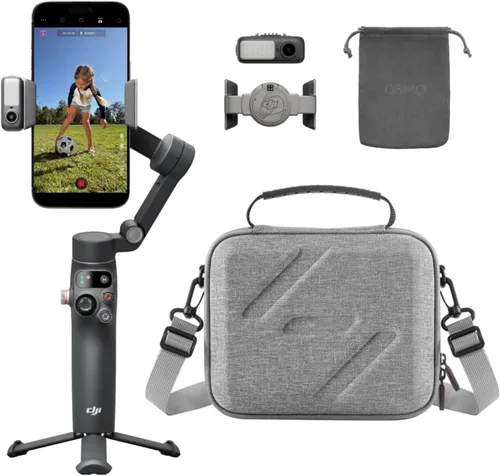 Vista 10 de DJI Osmo Mobile 7P Bundle, estabilizador de cardán para iPhone, Android, seguimiento nativo, iluminación, cardán de teléfono de 3 ejes, barra