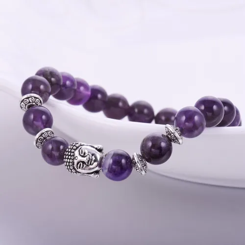 Vista 4 de Joya brazalete con gemas redondas de 8 mm brazalete para los chacras regalo de cumpleaños