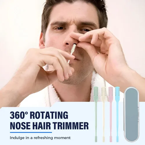 Vista 7 de Double-Sided Nasal Hair Cutter, Manual 360° Trimmer for Men，Pink-6Pcs