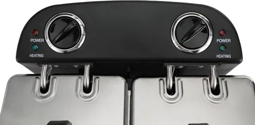 Vista 7 de PantryPro Freidora eléctrica de acero inoxidable de 4 litros/4.2 cuartos de galón, 1800 W, control de temperatura doble, 2 canastas, filtro de olor