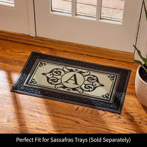 Vista 3 de Evergreen Flag Cambridge Monogram Letra A Burlap Sassafras Switch Mat 22" x 10