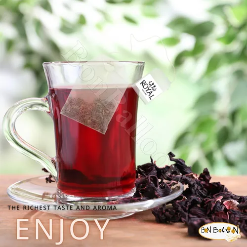 Vista 9 de Royal Natural Hibiscus Flower Tea Bags Pure Natural Seco Roselle Egipcio Herbario Libre de Cafeína Egipto Asuani Asuán Chai Hybiscus Hibscus Té