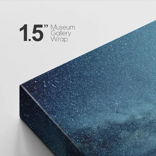 Vista 5 de SIGNFORD - Cuadro en lienzo para pared, silueta de bosque con estrellas azul marino y verde azulado, naturaleza, fotografía, realismo, decoración