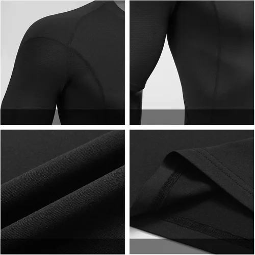 Vista 5 de Milin Naco Camiseta de compresión de manga corta para hombre, camiseta interior de secado fresco para hombre, paquete de 1, 2, 3