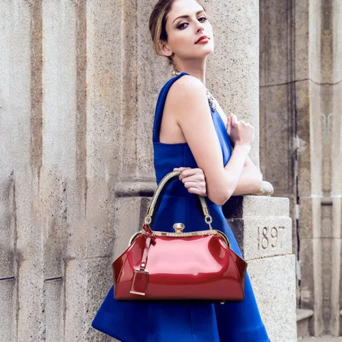Vista 7 de ROUROU Bolso de mano brillante de cuero de charol para mujer, bolsa de mano con asa superior, bolsa de hombro de noche, cartera de boda, bolso