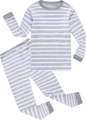 Vista 6 de KikizYe Pijamas para niños, pijamas de manga larga para niños albaricoque/sólido