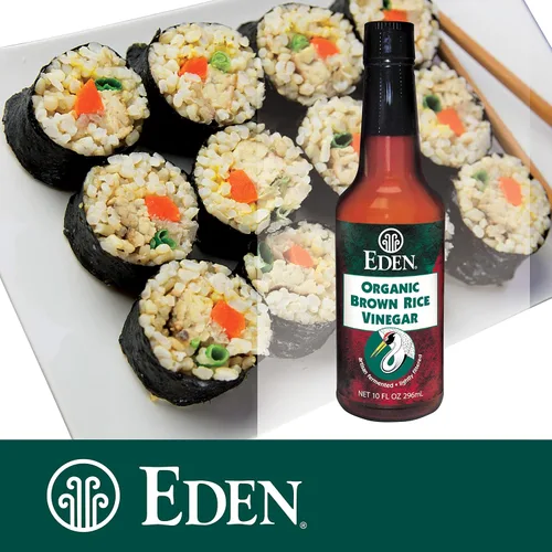 Vista 6 de Eden Vinagre de arroz integral orgánico, vidrio ámbar de 10 fl oz, importado