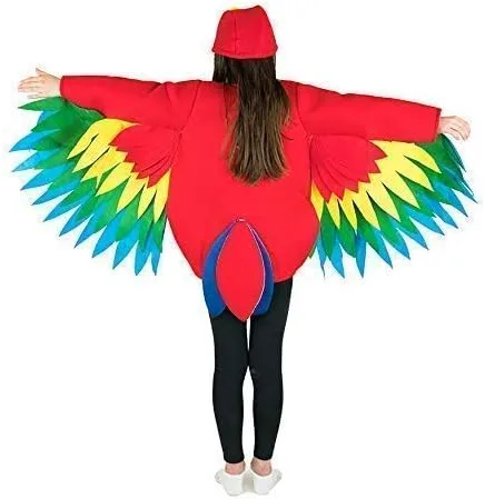 Vista 2 de Bodysocks Fancy Dress Loro tropical de la selva, disfraz multicolor de pájaro para niños (edad 6 +)