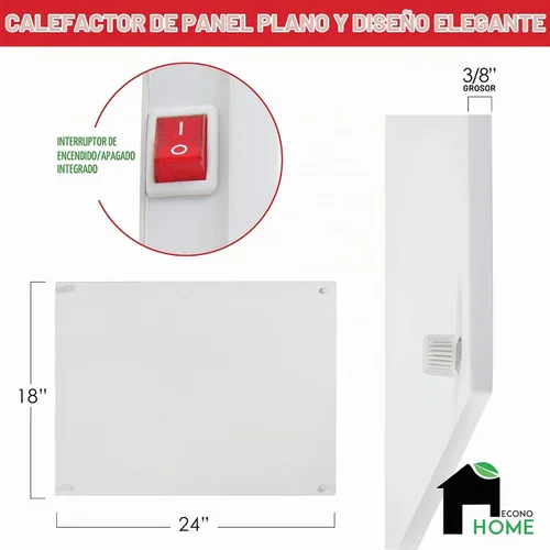 Vista 6 de EconoHome Panel de calentador de espacio para montaje en pared, calentador de convección a prueba de salpicaduras de 250 vatios con termostato