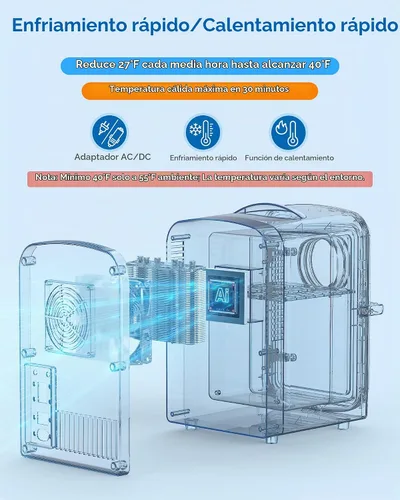 Vista 3 de Electactic Mini refrigerador de 4L/6 latas para encimera de dormitorio Negro