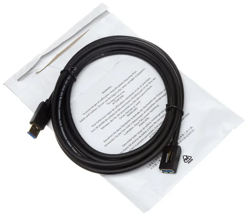 Vista 3 de Amazon Basics Cable de extensión USB-A 3.0, 4.8Gbps de alta velocidad, conectores chapados en oro macho a hembra, 3.3 pies, negro