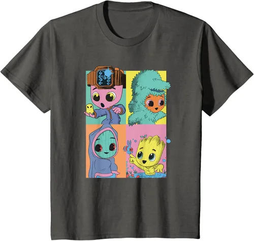 Vista 36 de Marvel I Am Groot Pop Art Costumes Box Up Camiseta, Negro