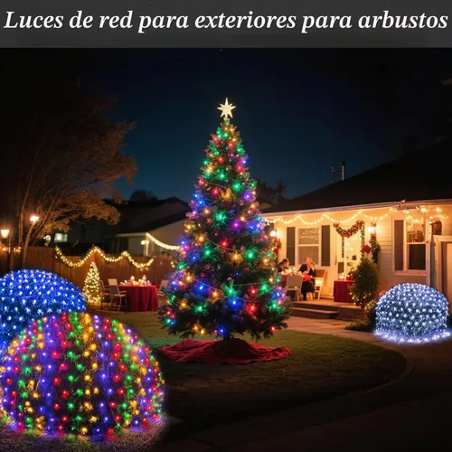 Vista 6 de OYCBUZO 300 luces LED de red de Navidad, 14.8 pies x 5 pies, luces de malla para exteriores, 8 modos, cable verde, tira de luces conectables Varios