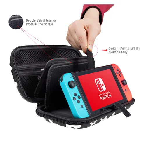Vista 5 de Lokigo Carrying Case for Nintendo SwitchSwitch OLED Model (2021), Portable Travel Girls Carry Case Protective Hard Shell with 16 Games Card