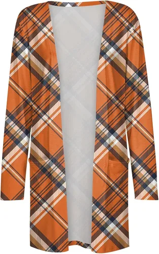 Vista 2 de KOPLTYRFG Cárdigan de Halloween para mujer, talla grande, casual, manga larga, frente abierto, ligero, delgado, para vacaciones
